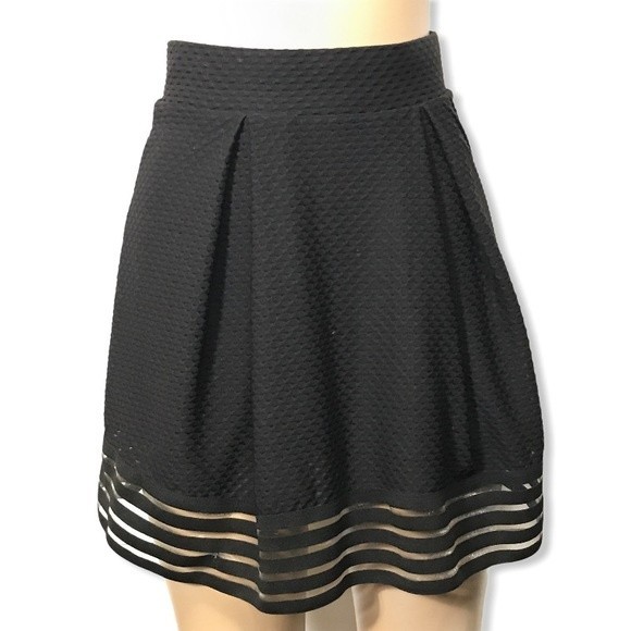 Material girl Skirt High waist pleated Mesh hem black - Picture 1 of 10